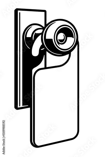 Door Hanger on Knob Vector Illustration – Simple Privacy Sign Design for Hospitality, Home, or Office Use  
