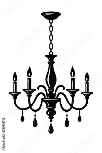 Elegant Classic Chandelier with Candles Vector - Vintage Lighting Fixture Illustration