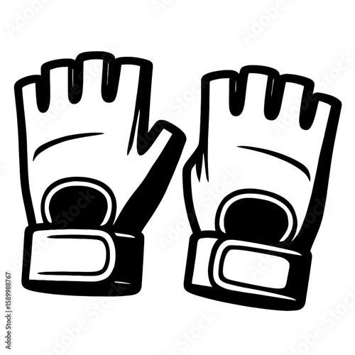 Pair of MMA or Workout Gloves Vector - Fingerless Design for Training and Combat Sports