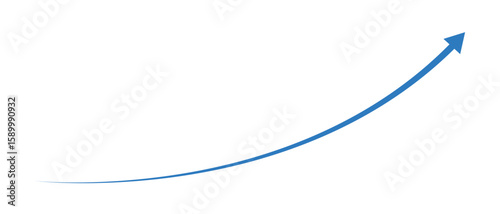 Blue Long curve arrow business financial goal background design template.