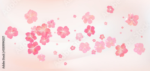 Tender spring pink flower flow. Delicate scent of woman perfume