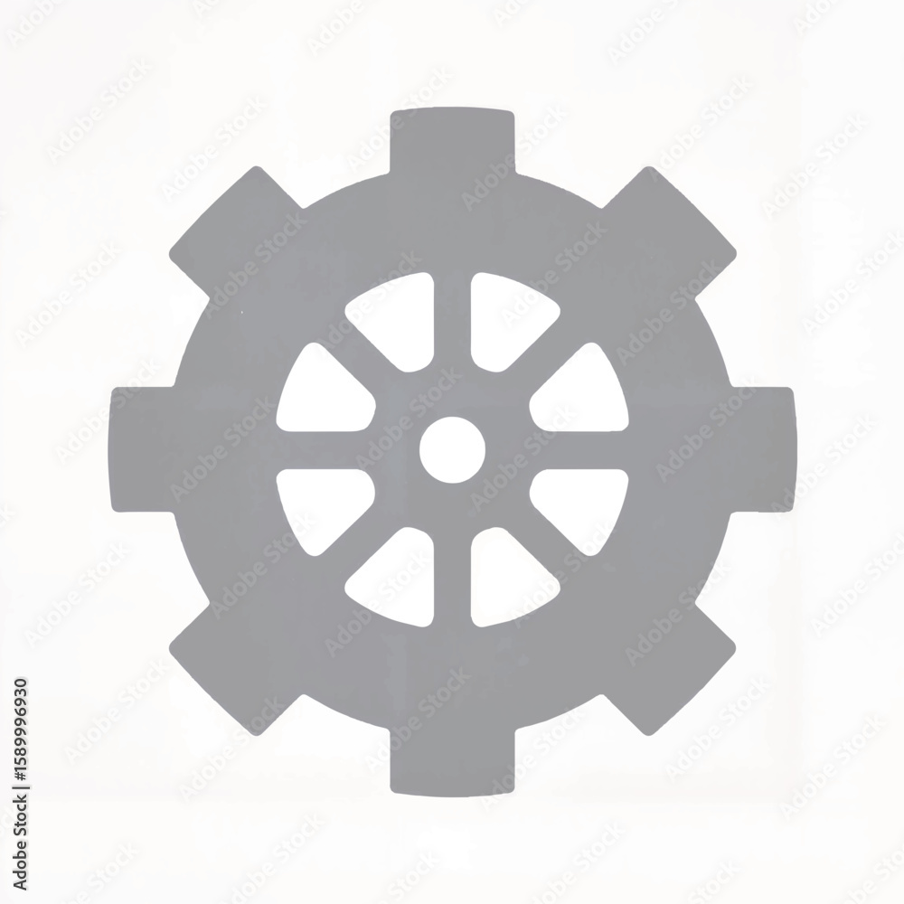 Obraz premium Gray gear icon on plain background in minimalist style 