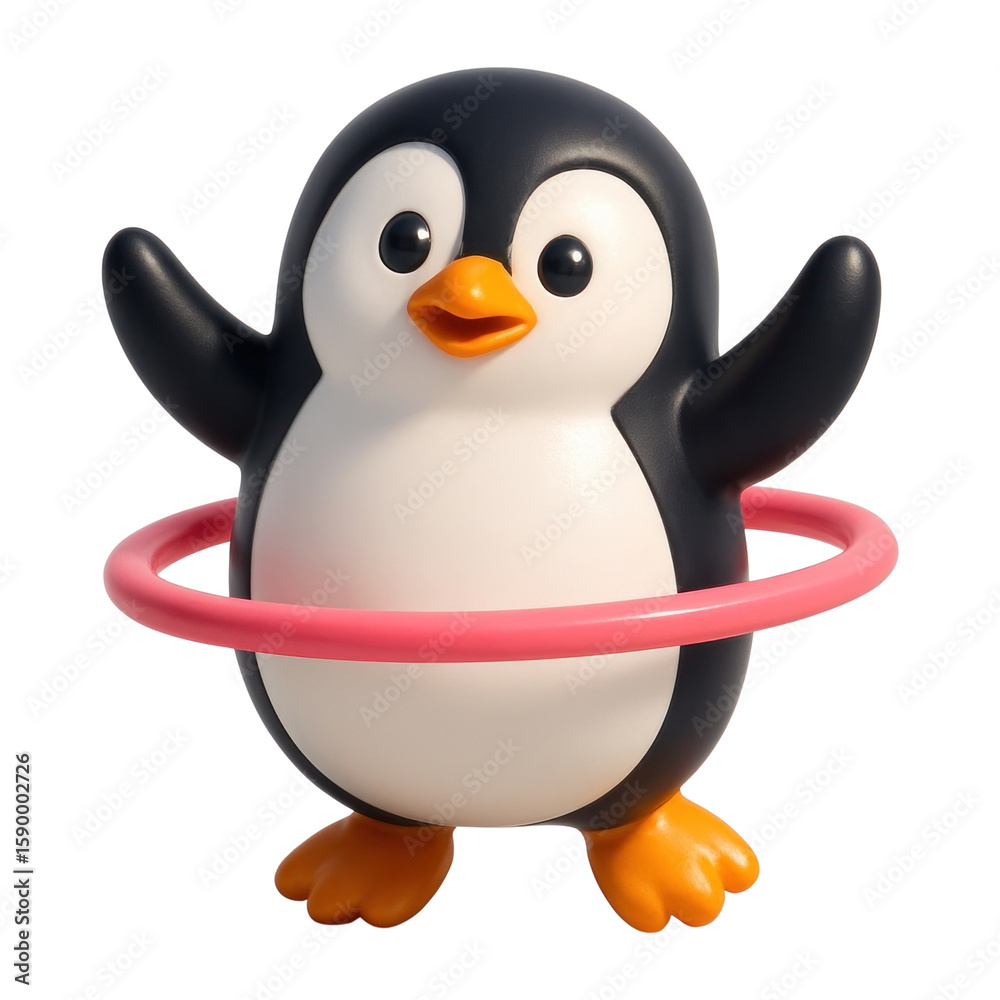 Fototapeta premium PNG Penguin hula hoop fun