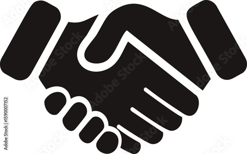 Silhouette of a handshake symbolizing agreement and partnership. Vector illustration
