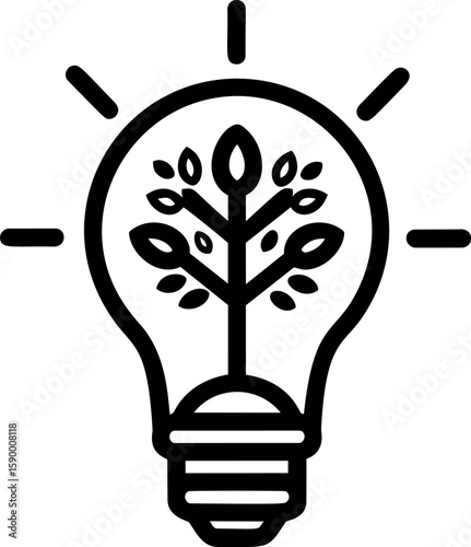 Light bulb with growing plant symbolizing green energy innovation. Vector illustration