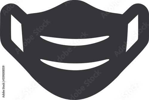 Black silhouette icon of a protective face mask. Vector illustration