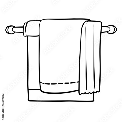 Cozy towel hanging on a rack in a minimalist bathroom setting  