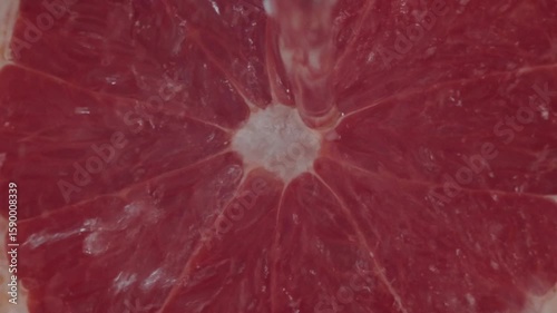 Freshly sliced grapefruit revealing vibrant segments and juicy texture on a colorful background