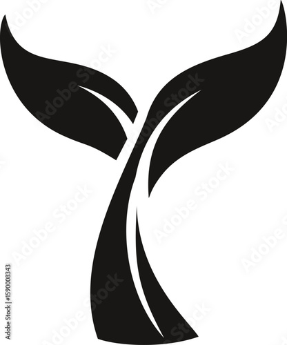 Minimalist black whale tail silhouette logo design. Vector illustration