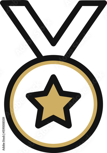 Gold star medal icon, minimalist design symbol. Vector illustration