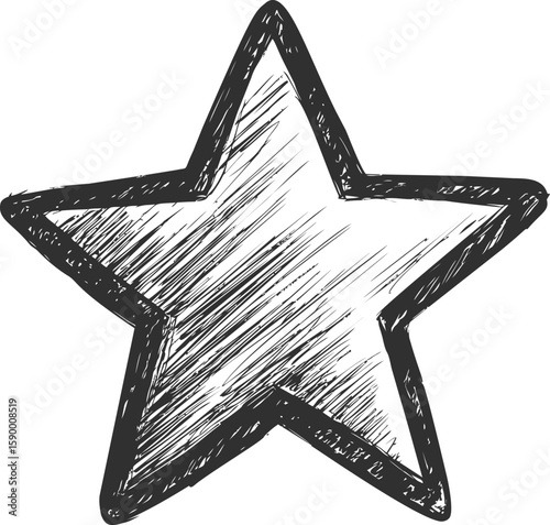 A monochrome sketch of a five-pointed star, illustration art. Vector illustration
