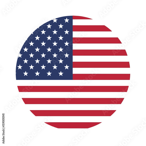 Vector art of a circular representation of the american flag with stars and stripes