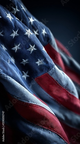 Details of a Folded American Flag Showcasing Stars and Stripes in Rich Color ...