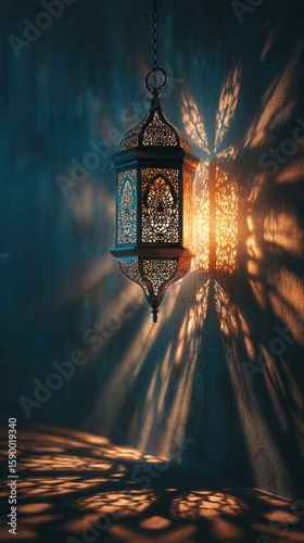 Intricate Lantern Casting Beautiful Shadows on a Wall in a Dimly Lit Room at ...