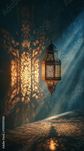 Intricate Lantern Casting Beautiful Shadows on a Wall in a Dimly Lit Room at ...