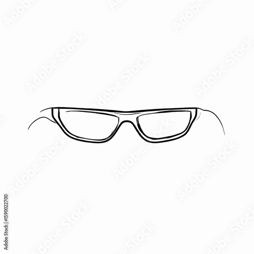 sports glasses frame illustration line art on white background with copy space