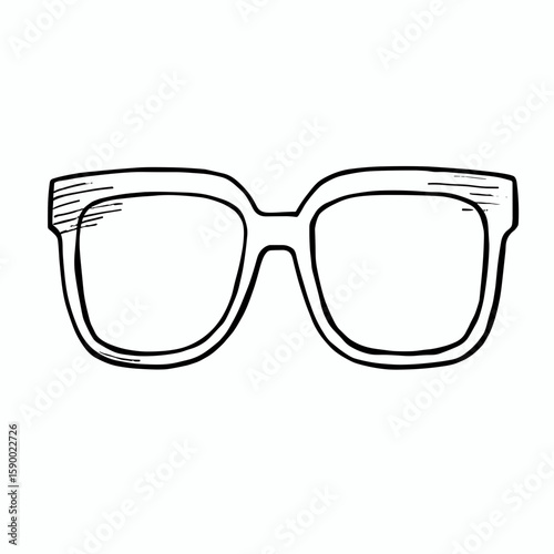 1970s bold square sunglasses outline design for retro eyewear concept