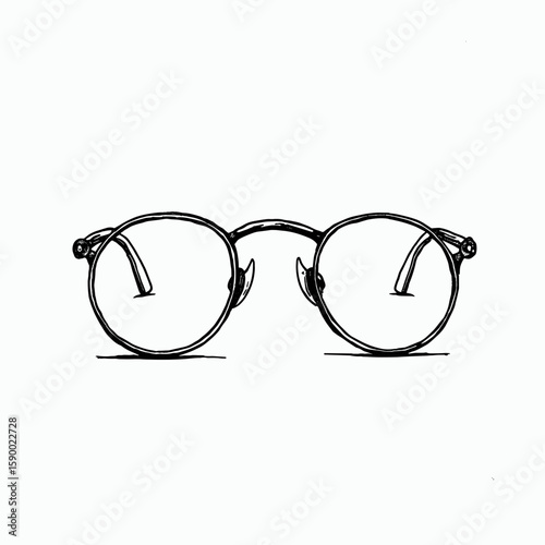 1920s wireframe round glasses outline design for vintage eyewear concept