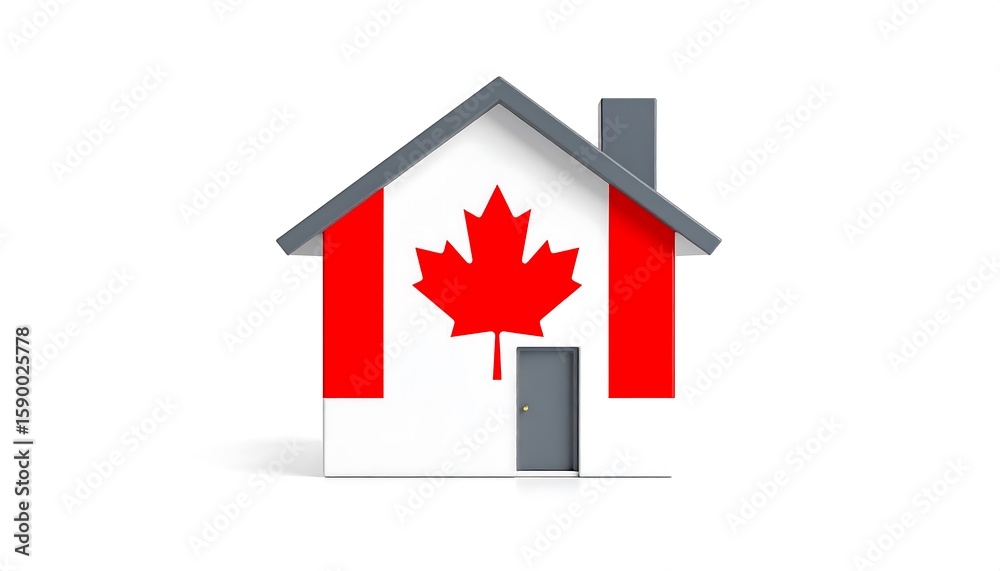 custom made wallpaper toronto digital3D house with Canadian flag