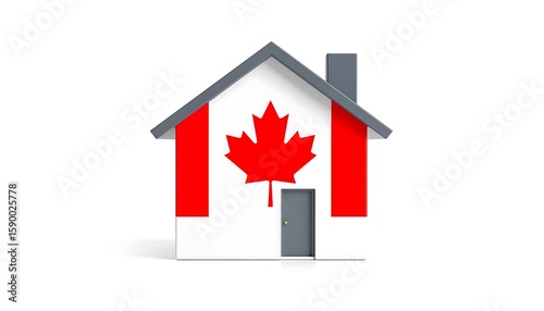 Wallpaper Mural 3D house with Canadian flag Torontodigital.ca