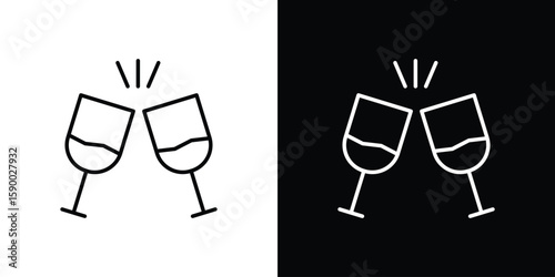 Wine toast icon black vector concept - stock vector.