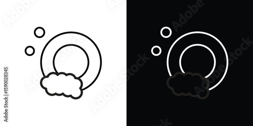 Washing dishes icon black vector concept - stock vector.