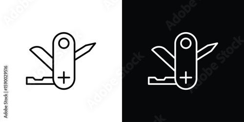 Swiss Knife icon black vector concept - stock vector.