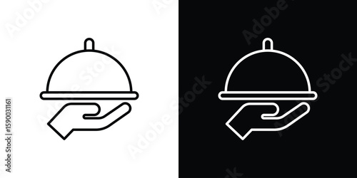 Restaurant Tray icon black vector concept - stock vector.