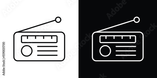 Radio icon black vector concept - stock vector.