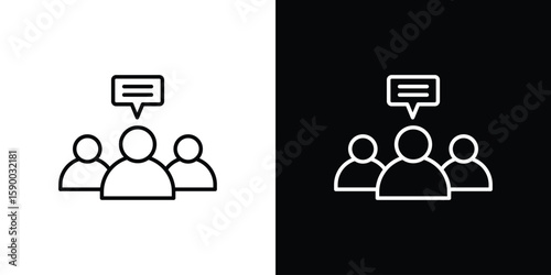 Public opinion icon black vector concept - stock vector.