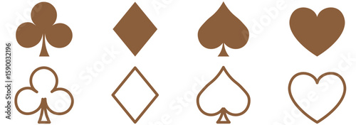 Playing cards suits icons. Heart dimond club spade suite . Realistic playing cards icons. Gamble game cards. Vector graphic EPS 10