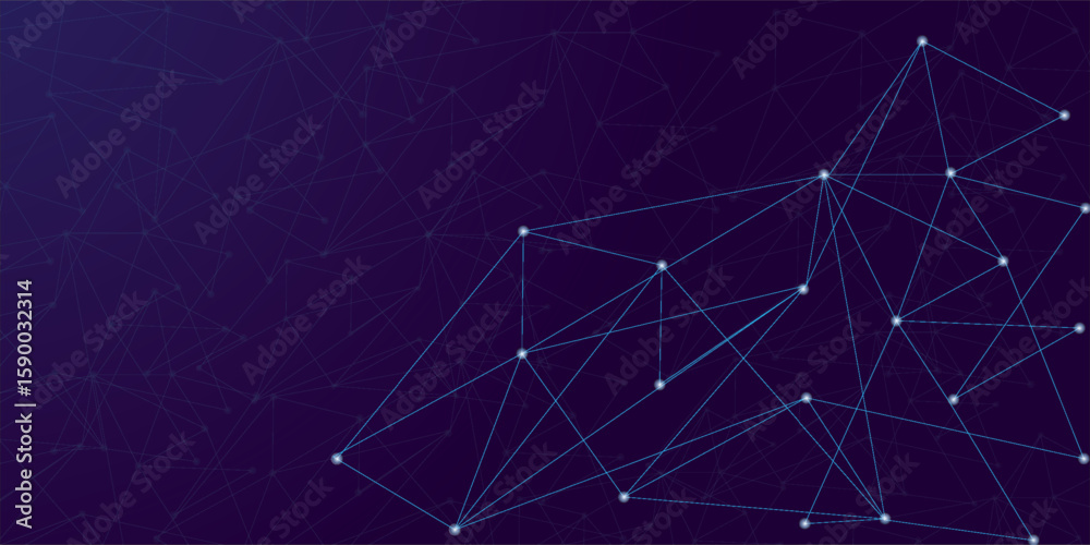 Obraz premium Low Poly Network Design: Stylized 3D Connection Nodes and Web Structures for Tech, UI, Apps, and Digital Visuals