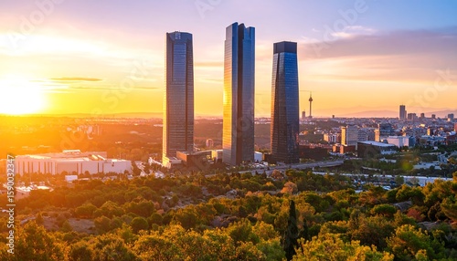 Wallpaper Mural City skyline at sunset over parkland (1) Torontodigital.ca
