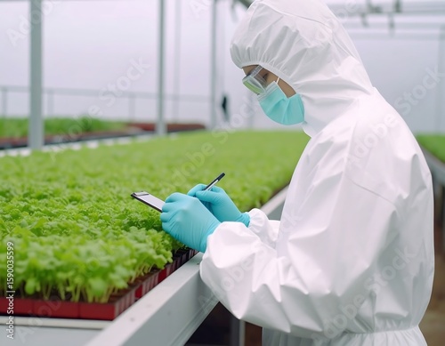 Wallpaper Mural Scientist in a greenhouse observing seedlings Torontodigital.ca