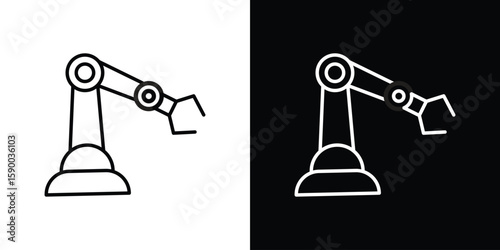 Industrial robot icon black vector concept - stock vector.