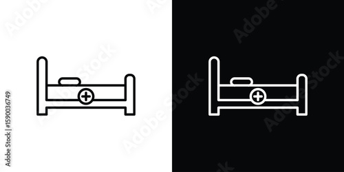 Hospital bed icon black vector concept - stock vector.