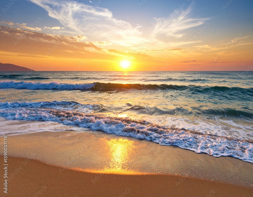 Obraz premium Beautiful sunset over a beach