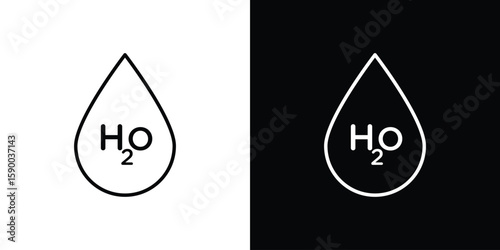 H2o icon black vector concept - stock vector.