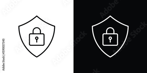 GDPR shield icon black vector concept - stock vector.