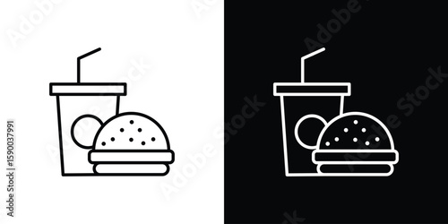 Fast food icon black vector concept - stock vector.