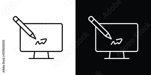 Electronic signature icon black vector concept - stock vector.