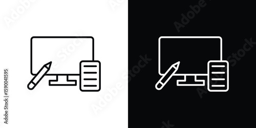 Blended learning icon black vector concept - stock vector.