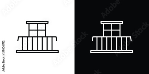 Balcony icon black vector concept - stock vector.