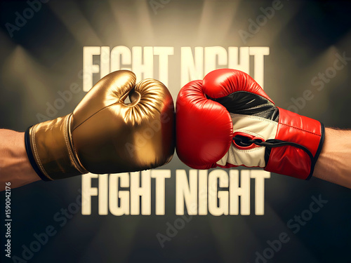 The two boxing gloves clashing in the center, adding the text fight night.