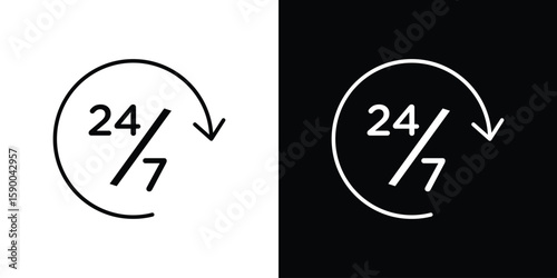 24 7 icon black vector concept - stock vector.