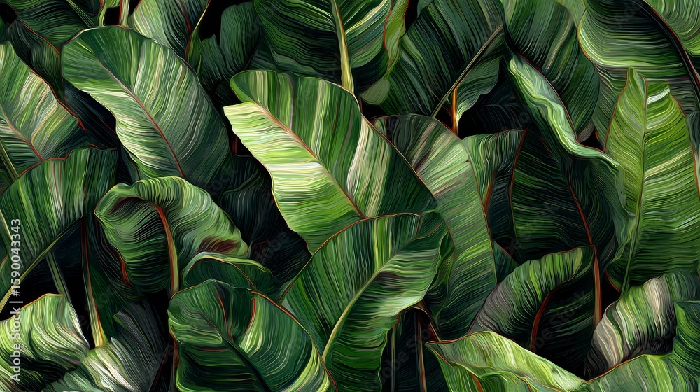 custom made wallpaper toronto digitalPatterned green banana leaves create a rich tropical backdrop