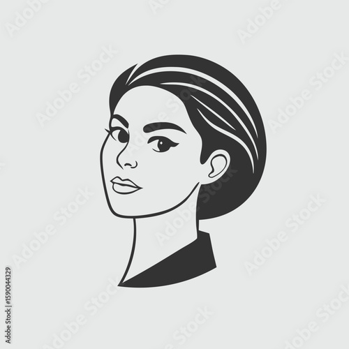 Beautiful Woman's Face Logo in a Modern Vector Style for a Beauty Salon, Cosmetics, or Hairstyle Brand