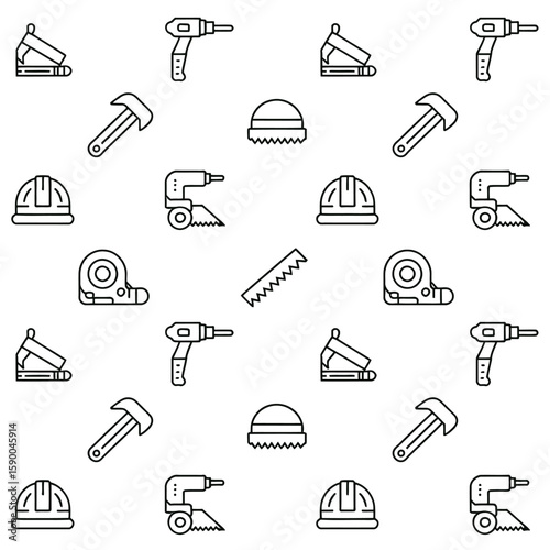 Wallpaper Mural Construction tools and safety equipment pattern hard hat Torontodigital.ca