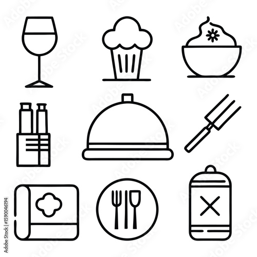 Food and Drink Icons wine glass cupcake