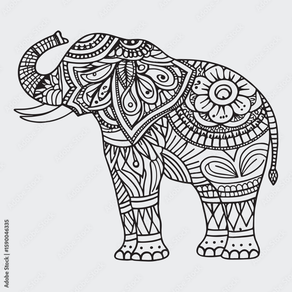 Naklejka premium Animal mandla line art coloring page
